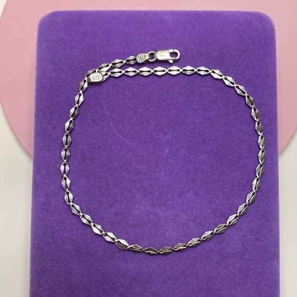💛 Vintage 10k White Gold Anklet / Bracelet - Picture 1 of 5